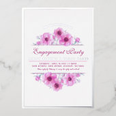 Roze anemoon bloem watercolor trouw  folie uitnodiging (Voorkant)