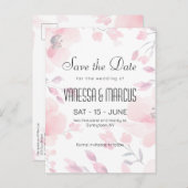 Roze Anemoon Bloemen Bruiloft Bewaar de Datum Uitnodiging Briefkaart (Voorkant / Achterkant)