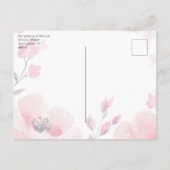 Roze Anemoon Bloemen Bruiloft Bewaar de Datum Uitnodiging Briefkaart (Achterkant)