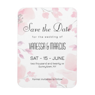 Roze Anemoon Bloemen Huwelijk Save the Date Magneet
