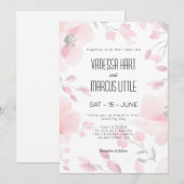 Roze Anemoon Bloemen Huwelijksuitnodiging Kaart (Voorkant / Achterkant)