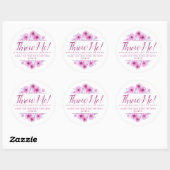 Roze anemoon bloemen kunst bruiloft gooi me bloemb ronde sticker (Vel)