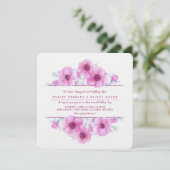 Roze anemoon bloemenbruiloft waterverf rerequest kaart (Staand voorkant)
