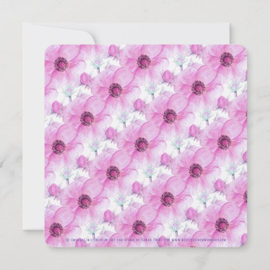 Roze anemoon bloemenbruiloft waterverf rerequest kaart (Achterkant)