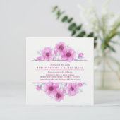 Roze anemoon bloemenbruiloft waterverf uitnodiging (Staand voorkant)