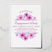 Roze anemoon bloemschildering met waterverf verlov folie uitnodiging (Voorkant)