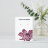 Roze Anemoon Bloesem Bloesem Oorbel Display Kaart Visitekaartje (Staand voorkant)
