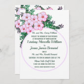 Roze Anemoon Groene Bloemen Bruiloft Uitnodiging (Voorkant / Achterkant)