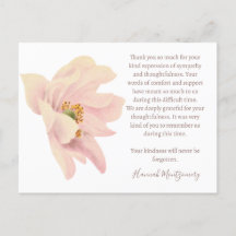 Roze Anemoon Rouwkaart Bedankkaart, Condoleance