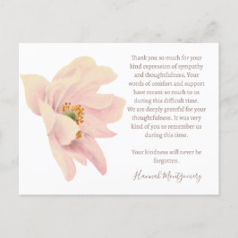 Roze Anemoon Rouwkaart Bedankkaart, Condoleance Briefkaart