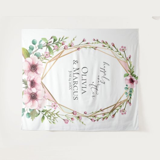 Roze Anemoon Terrarium Trouw Foto Achtergrond Wandkleed (Voorkant (horizontaal))