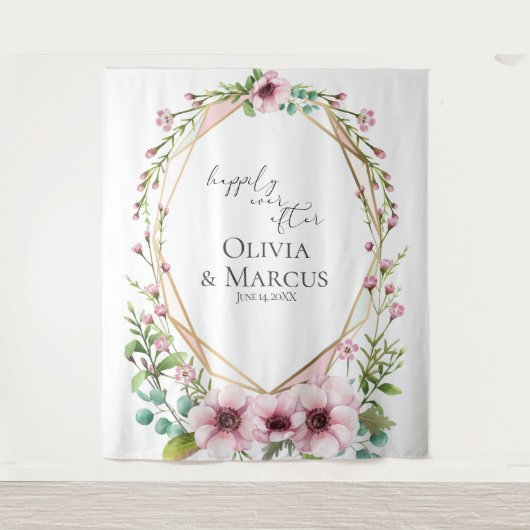 Roze Anemoon Terrarium Trouw Foto Achtergrond Wandkleed (Voorkant)