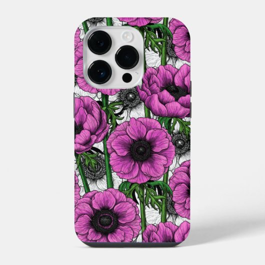 Roze anemoon tuin iPhone hoesje (Achterkant)