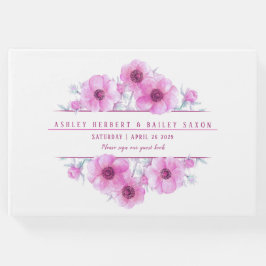 Roze anemoon waterverf bruiloft gastenboek
