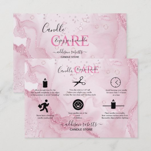 Roze anesthesieklade bedankkaart (Voorkant / Achterkant)