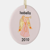 Roze Angel Baby's Eerste Kerstmis Keramisch Ornament (Rechts)