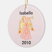 Roze Angel Baby's Eerste Kerstmis Keramisch Ornament (Links)