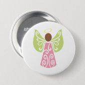 Roze Angel Groene Swirl Wings Spiritueel Decoratie Ronde Button 7,6 Cm (Voorkant /achterkant)