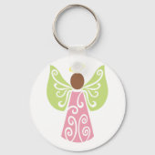 Roze Angel Groene Swirl Wings Spiritueel Decoratie Sleutelhanger (Achterkant)