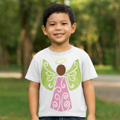 Roze Angel Groene Swirl Wings Spiritueel Decoratie T-shirt