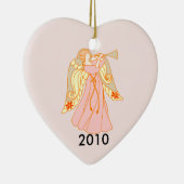 Roze Angel Heart Baby's eerste Kerstmis Keramisch Ornament (Rechts)