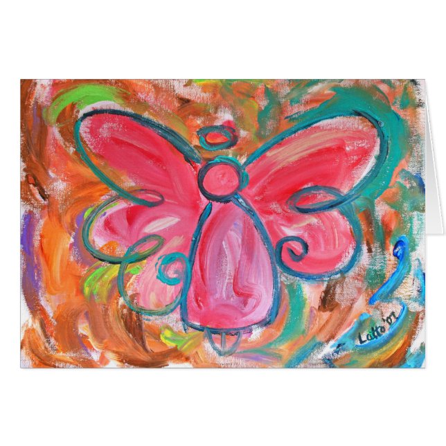 Roze Angel-kaart (Voorkant Horizontaal)