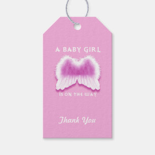 Roze Angel Wings Baby shower Gift Labels Cadeaulabel