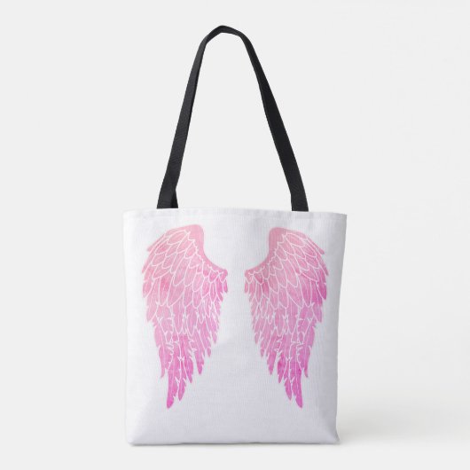 Roze Angel Wings & White Tote Bag (Achterkant)