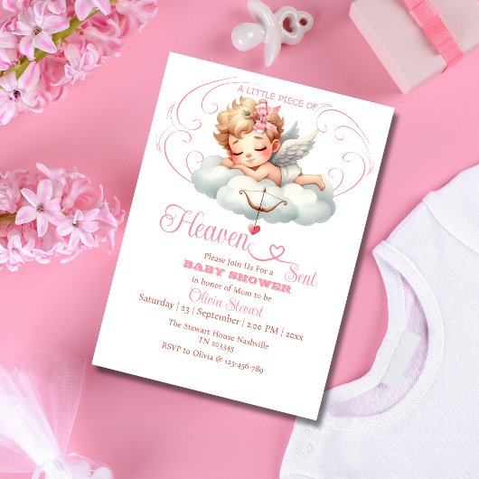 Roze Angelic Silhouettes Heaven Sent Baby shower Kaart