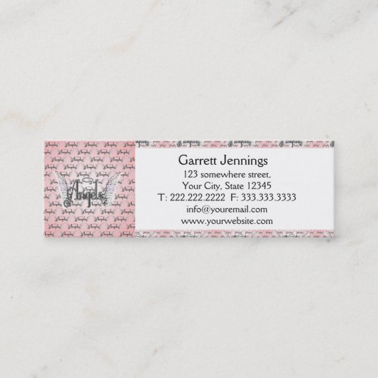 Roze Angels Achtergrond met Wings en Halo Mini Visitekaartje (Voorkant)