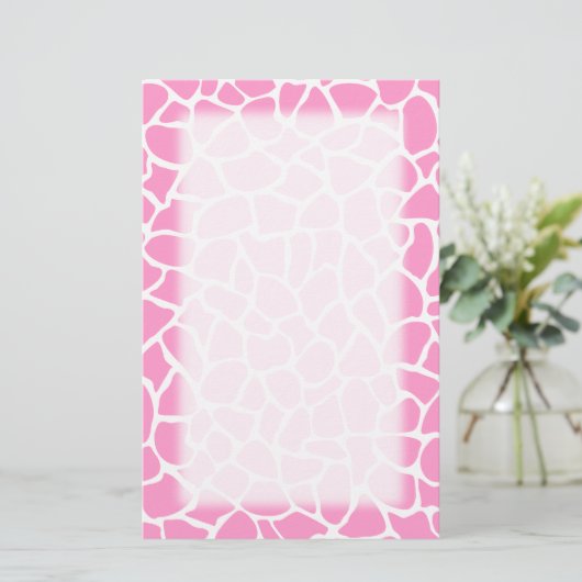 Roze Animal Print Giraffe Pattern Briefpapier (Staand voorkant)