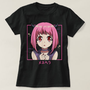 Roze Anime Meisje Duivel Esthetiek T-shirt