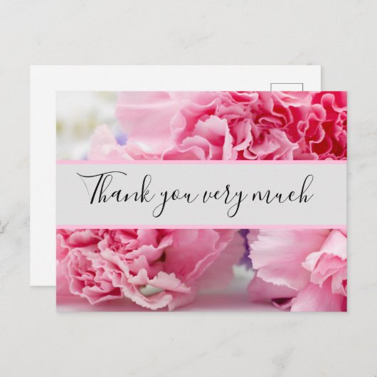 Roze anjer achtergrond bedankt briefkaart (Voorkant / Achterkant)