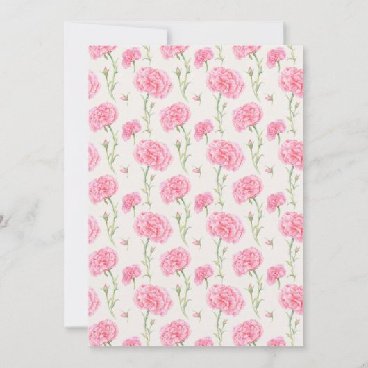 Roze Anjer Baby in Bloom Shower Uitnodiging (Achterkant)