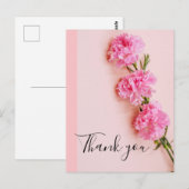 Roze Anjer Bloem Achtergrond Bedankt Card Briefkaart (Voorkant / Achterkant)