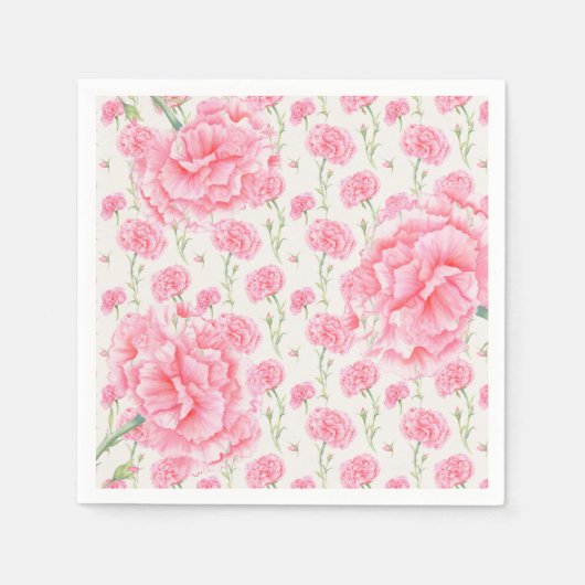 Roze Anjer Bloem Bruiloft Shower Servet (Voorkant)