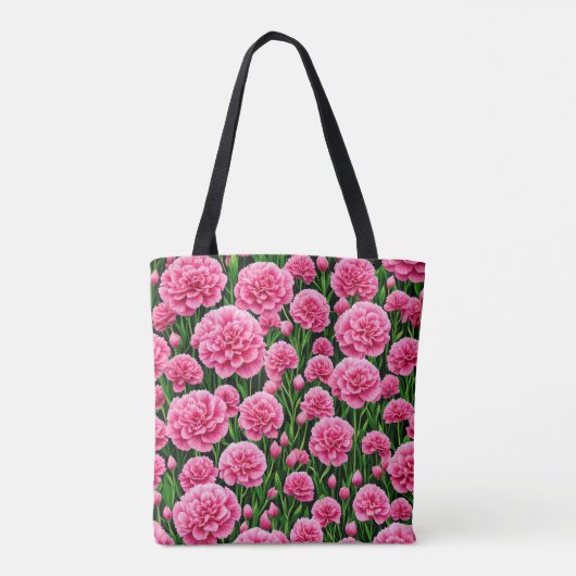 Roze Anjer Bloem Canvas tas (Achterkant)