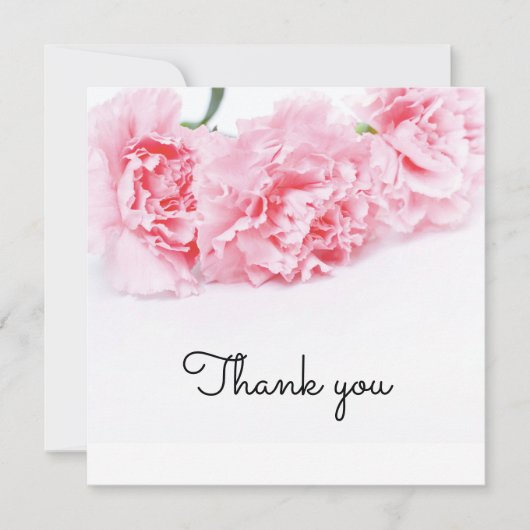 Roze Anjer Bloem Dankjewel Card – Elegant (Voorkant)