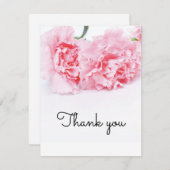 Roze Anjer Bloem Dankjewel Card – Elegant Bedankkaart (Voorkant / Achterkant)