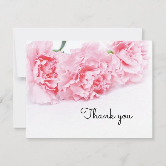 Roze Anjer Bloem Dankjewel Card – Elegant Bedankkaart (Voorkant)