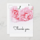 Roze Anjer Bloem Dankjewel Card – Elegant Briefkaart (Voorkant / Achterkant)