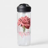 Roze anjer bloem gepersonaliseerd waterfles (Voorkant)