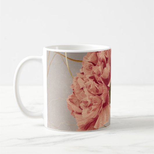 Roze Anjer Bloem Goud Koffiemok (Links)