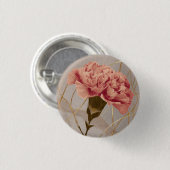 Roze Anjer Bloem Goud Ronde Button 3,2 Cm (Voorkant /achterkant)