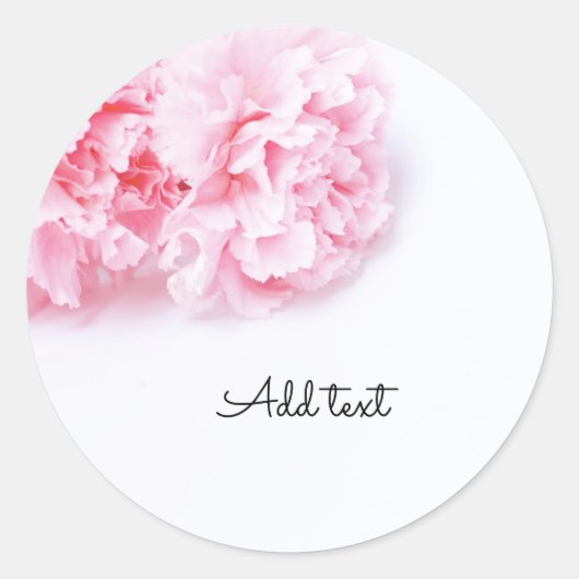 Roze Anjer Bloem op witte achtergrond Ronde Sticker (Voorkant)