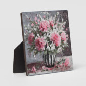 Roze Anjer Bloemen Arrangement Zwart Fotoplaat (Voorkant)