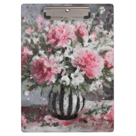 Roze Anjer Bloemen Arrangement Zwart Klembord