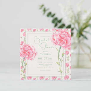 Roze Anjer Bloemen Bruidsdouche Uitnodiging