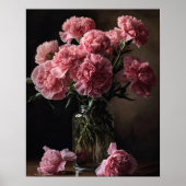 Roze Anjer Bloemen Kunst Print Poster (Voorkant)
