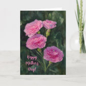 Roze Anjer Bloemen Moederdag Kaart (Voorkant)